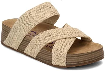 Papuče za žensku platformu, zavoj retro povremeni slajdovi Cross remenske sandale za plažu Vintage tkanje rimskog papuča