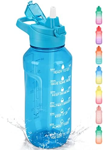 Paster polu galona / 64oz motivacijska boca sa vodom s vremenskim markerom i slamom, nepropusnosti TRITAN BPA besplatni vrč za vodu, zeleni / žuti ombre