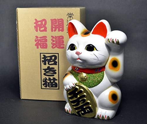 Napravljeno u Japanu Lucky Cat 7,5 '' Tokoname porculana bijeli maneki neko lijeva ruka