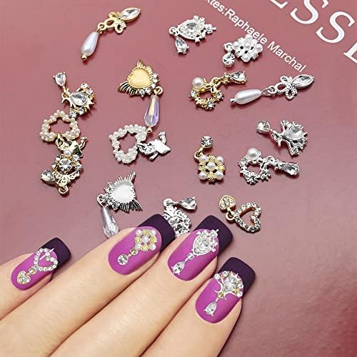 10pcs Heart/Angel Wings Nail Art Charms Kawaii Rhinestones Accessories nakit 18 stilova manikura ukrasi za nokte