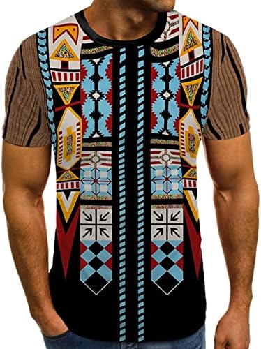 XXBR MENS vojnike majice kratkih rukava, ljetna posada 3D Aztec Etnic Boho Print Atletic Work TEE majica