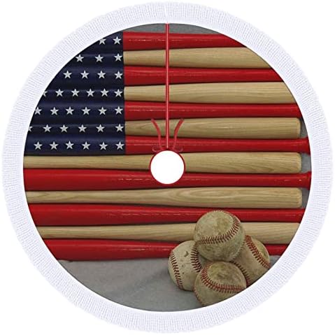 Baseball Bat američka zastava Božićna stabla mat suknja Osnovni poklopac s resilicama za odmor za odmor Xmas Dekoracija 48 x48