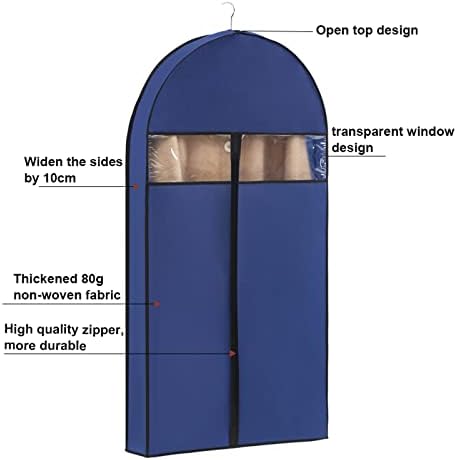 HJMAX Garment Bags navlake za odjeću 5 pakovanja, Torbe za jaknu otporne na prašinu, sa prozirnim prozorom, sklopive & amp; perive kapute zaštitne torbe za muškarce i žene,Crne,60×10×90cm