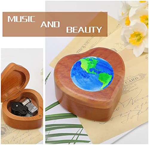 Zemlja sa akvalnokolom drvenim muzičkim kutijama u obliku glazbenih kutija za poklon vintage drvo za poklon
