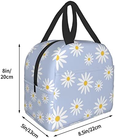 Ucsaxue torba za ručak s cvijećem od ljubičaste tratinčice mala izolirana kutija za ručak s prednjim džepom slatke torbe za ručak