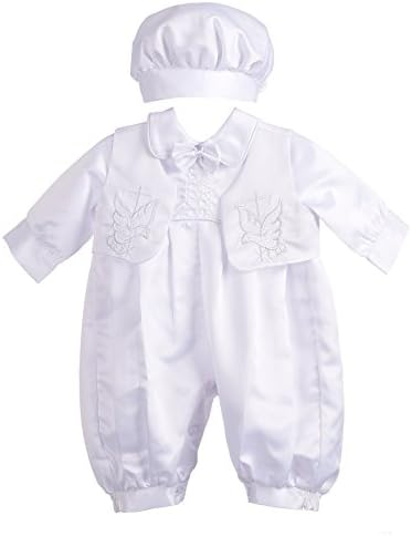 Dressy Daisy novorođenčad za djecu za krštenje Krstim Outfit Satin Romper Bodysuit set sa poklopcem poklopca veličine 0-18 mjeseci,