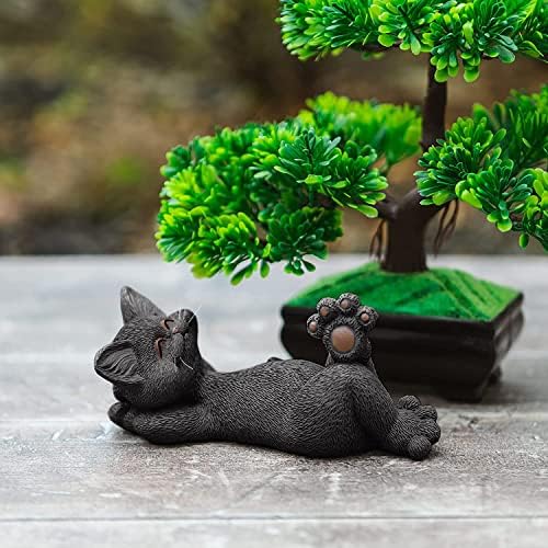 JFSM Inc. Whimsical Crna mačka Polaganje na leđa FIGURINE Slatka kolekcionarska - Sretna kolekcija Cat - Cat Lover Pokloni za žene,