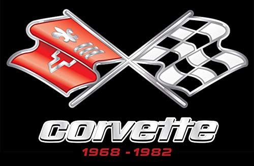 JH dizajnerska grupa Mens Chevy Corvette Majica C3 serije Logo Majica Crna košulja za vrat