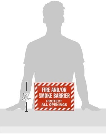 SmartSign ljepljive vinilne etikete, legenda Vatra i / ili dimna barijera, 10 visoka x 14 široka, bijela na crvenoj boji