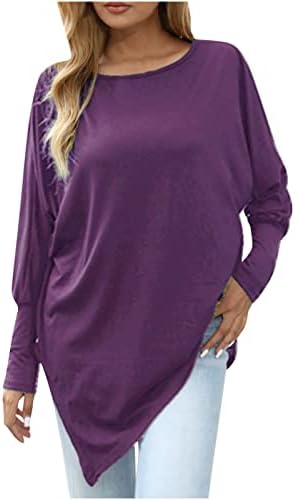 Plus Veličine dukseri za žene dugih rukava Crta dugim vrhovima Žene Žene i nepravilne bluze za bluzu u pulover majicama