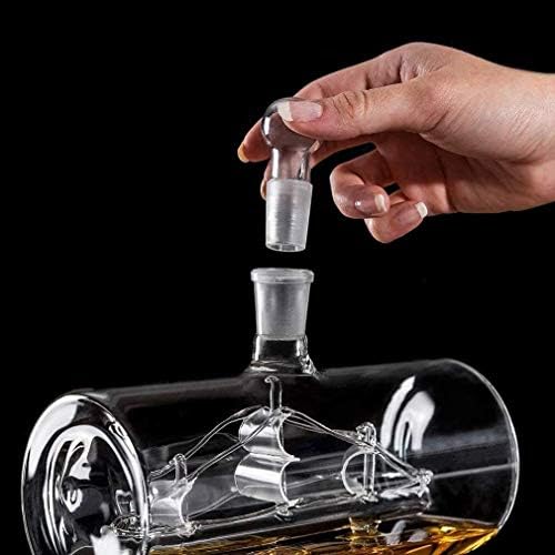 Sobriety Whisky Decanter Set sa 4 čaše & amp; hrastovo drvo stalak, jedinstveni dozator pića za Scotch, Rum& alkohol Whisky sake Maker