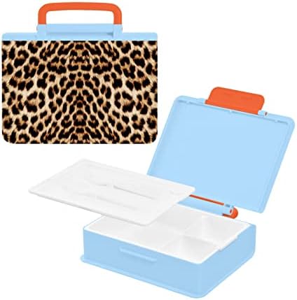 Alaza Leopard Print Cheetah uzorak Bento ručak kutija BPA-besplatni spremnici za propuštanje sa propusnim posudama sa vilicom i kašikom,