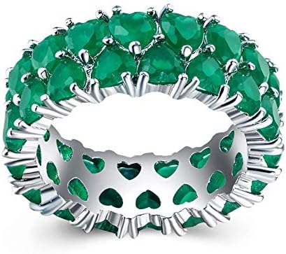Predivan Ženski Smaragd U Obliku Srca 925 Srebrni Nakit Vjenčani Prsten Veličine 6-10