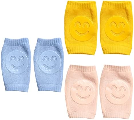 Toddmomy 6pairs Slip Kneepad Toddlers prozračna Boja+Žuta proteza za kraul Baby pamuk sigurnost podesive čarape Guard plava + Navlaka