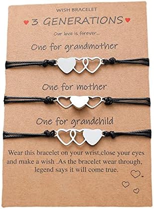 YallNasl majčino rođendanski pokloni za baku MOM kćer odgovaraju srčanim narukvicama za narukvicu za 3 generacije za mamu i kćerku