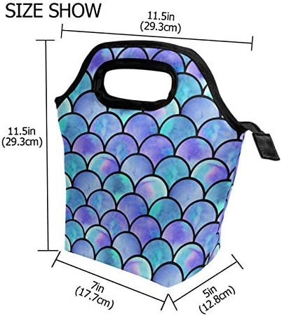Naanle Mermaid Scale izolovana Zipper torba za ručak Cooler Tote Bag za odrasle tinejdžere žene, Ocean Mermaid Lunch Boxes lunch Prep Handbag