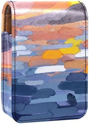 ORYUEKAN Mini torba za šminkanje sa ogledalom, torbica za kvačilo od umjetne ruževe, ulje na platnu ocean Sunset Landscape apstraktna