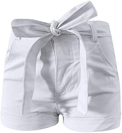 Kratke hlače sa visokim strukom ispod dvosmjernog kapka za strukne kratke hlače za kratke hlače Žene sa džepovima bijeli