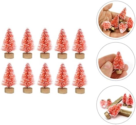 Toyvian 12pcs umjetna mini božićna stabla Sisal drveće sa drvenim bazom mini stabla tablice za minijaturne scene ukras božićni zimski
