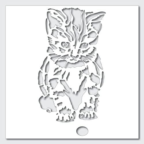 Kitty Cat & Ball Decor šablon Najbolji vinilni veliki šabloni za slikanje na drvu, platnu, zidu, itd.-Multipk | Ultra debeli izložbeni