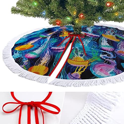 Seamerife za odmor JELLYFISH Christmas Tree Suknja Xmas Tree Mat Tassel Ornamenti za ukrase Holiday Party 30/36/48 inča