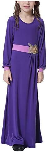 lcziwo muslimanska duga haljina za djevojčice 8-17 godina djevojke Dugi rukav okruglog vrata Casual Maxi haljine sa blokom u boji