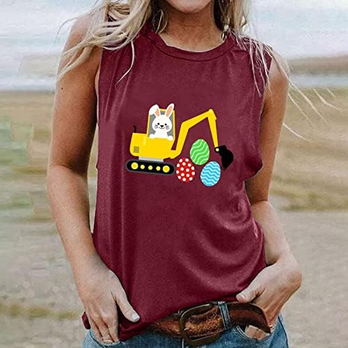 Ženski slatki tisak za ispis Ljetne grafike Tees Ležerne majice bez rukava Uskršnja jaja Uskršnja zečja majica