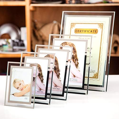 CQ Acrylic 3. 5x5 stakleni okvir za slike, srebrni ogledalo za stalak za prikaz fotografija na stolu, pakovanje od 2 komada