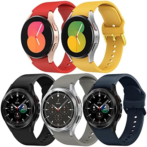 GRTREES 5 pakovanja Kompatibilne sa Samsung Galaxy Watctu 4 40mm 44mm / Galaxy Watch 4 Classic 46mm 42mm, 20 mm Podesivi silikonski