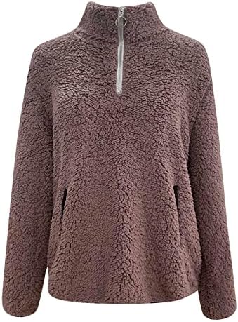 Fmchico Womens prevelizirane tople dukseve ugodne labave 1/4 patentne pulover s kapuljačom s kapuljačom sa džepovima