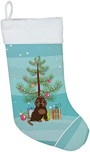 Caroline's bysures CK3509CS smeđa ruska Tsvetnaya Bolonka Lap pas božićno drvce Božićne čarape, kamin Viseći čarape Božićna sezona