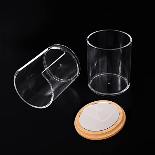 TCJJ akrilni držač za jednokratnu upotrebu pamuka i držač QTIP-a set sa listom od bambusovog ogledala, slaganja, čista plastična kupaonica