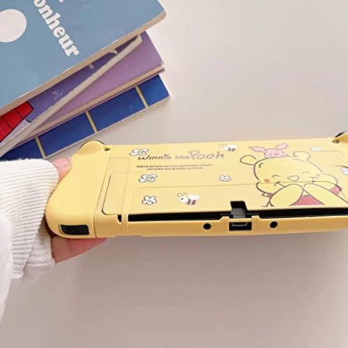 Slatka Winnie Pooh futrola kompatibilna sa Nintendo Switch OLED, priključnim poklopcem kućišta, ergonomskim mekanim TPU futrolom za