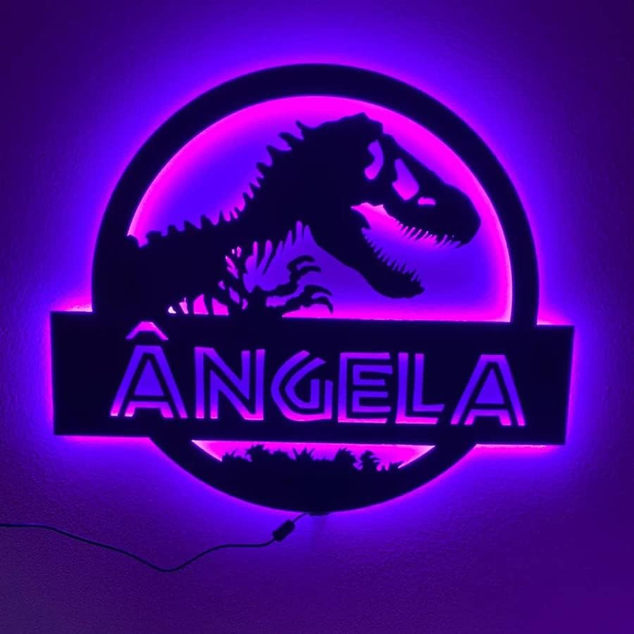 Kentstreet dinosaurus Kids Name zidni dekor,Jurassic neonski znak,personalizirani LED znak po mjeri,Dječija svjetla,dekor spavaće