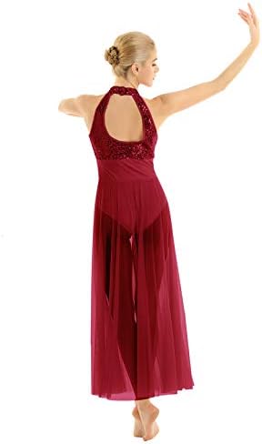 iiniim lirski ženski vlasnik za odrasle za ples za ples u halter izrez balet Leotard haljina s cijevima splitske suknje