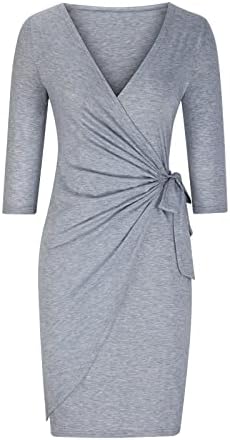 Ženska proljetna i ljetna haljina 2023 Modna štampa ležerna ljetna haljina s rukavima od sedam tačaka V-izrez