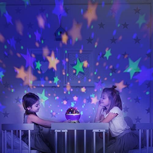 Noćno svjetlo za djecu, Star Night Light projektor 360 stepeni rotacije Dječija noćna svjetla za spavaću sobu, 4 LED Sijalice 15 promjena