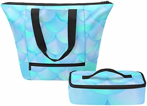 Torba za ručak Cooler Bag izolovana kutija za ručak vodootporna termo torba za ručak za posao, piknik i plažu, Vaga plava sirena