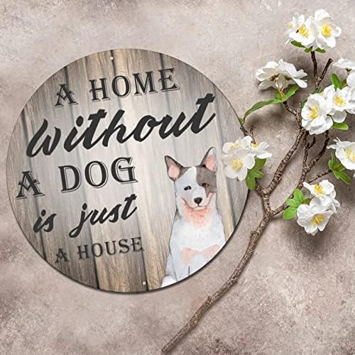 Smiješan okrugli pas metalni limenka za kosik dom bez psa je samo kuća klasični vijenac potpisuje za kućne ljubimce za pse vješalica