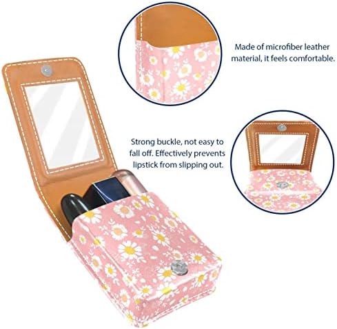 Mini ruž za usne sa ogledalom za torbicu, Daisies Flowers Portable Case Holder Organization