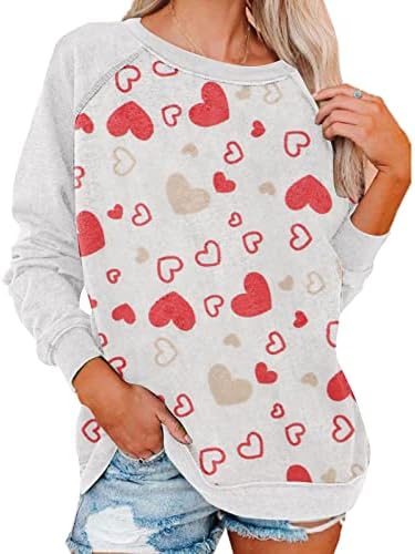 Duksevi za Dan zaljubljenih za žene grafički Dugi rukav Ljubav Srce pismo Print Duks Casual Tops pulover
