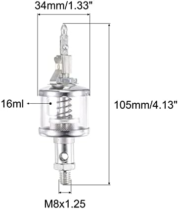 Uxcell igličasti ventil tipa čašica za ulje M8x1, 25 navoja 16ml nišan gravitacioni Uljnik za punjenje kap po kap