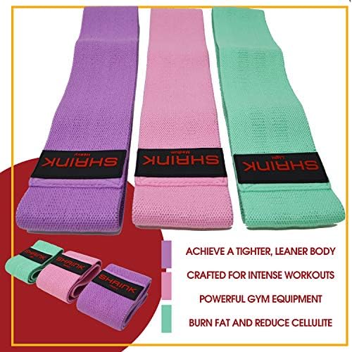 Skupite 3 Trake za otpornost na tkanine Set – Loop Booty Bands za žene i muškarce; 3 Trake za vježbe za noge, zadnjicu, gluteuse i trbušnjake; izdržljive i otporne trake za vježbanje kod kuće ili u teretani