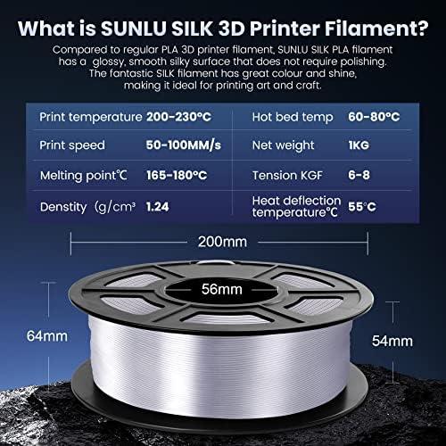 3D štampač svilena filamenta i sušilica S2 crna, sunčana sjajna svilena ploča 1,75 mm, glatka svilena površina, svilena srebrna 1kg