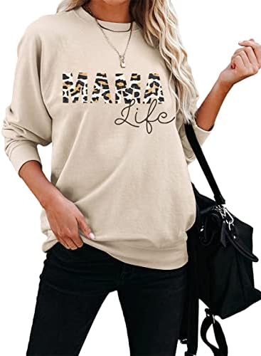 Mama Life Duweatshirt Žene Leopard Print T Mašus mama mama lagana pulover bluza Majka poklon dugih rukava TEE