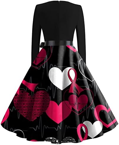 Žene slatko srce Valentinovo Print Swing Vintage haljine haljine Valentinovo Party haljine Kostimi