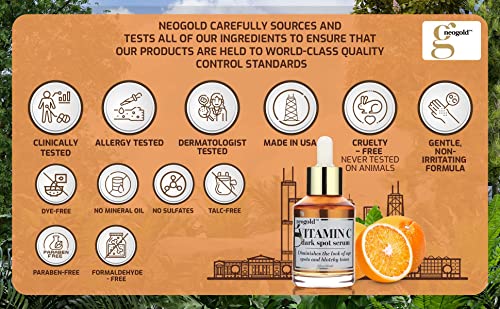 Neogold vitamin C Serum za njegu kože lica Booster | posvjetljivanje, učvršćivanje, & hidratantna moćna hidratantna krema za lice vitamina C sa glikolnom kiselinom za tamne tačke, neujednačen ton kože, akne, & amp; Bore, 2 Fl oz