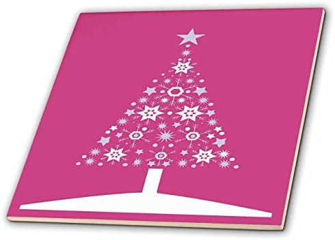3drose božićno drvo pahuljica i zvijezda na Fucshia Pink-Tiles