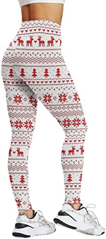 ZDDO ženske božićne joge hlače visoki struk Xmas Reindeer SnowFlake Print gamaše Tummy Control Workout Yoga nogavice