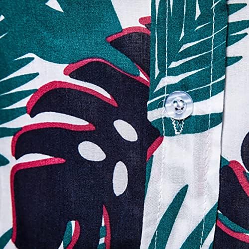Ubst majice na plaži za mens, ljetni kratki rukav Vintage Tropska cvjetna tiskana vrhova dolje labava majica Lagana jakna Prednji